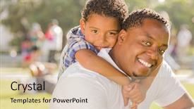  Presentation with race - Audience pleasing theme consisting of happy african american father backdrop and a soft green colored foreground