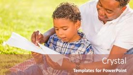  Presentation with father - Theme with happy-african-american-father background and a coral colored foreground