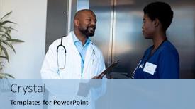  Presentation with lift - Theme featuring happy-african-american-female background and a light blue colored foreground