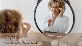  Presentation with serum - Presentation theme enhanced with happy-african-american-girl-applying background and a coral colored foreground