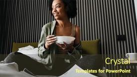  Presentation with home documents - Audience pleasing PPT theme consisting of happy-african-american-girl-examining backdrop and a tawny brown colored foreground