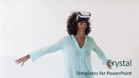  Presentation with virtual reality - Amazing slide deck having happy african american girl getting backdrop and a lemonade colored foreground