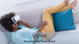  Presentation with african american girl power business - PPT theme having happy african american girl getting background and a light blue colored foreground