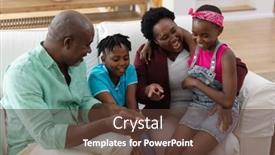  Presentation with african american grandmother - Presentation design featuring happy-african-american-grandfather background and a tawny brown colored foreground