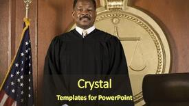  Presentation with courtroom - Audience pleasing PPT theme consisting of happy african american judge standing backdrop and a  colored foreground