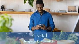  Presentation with alone - Slide deck having happy-african-american-man-cooking background and a ocean colored foreground