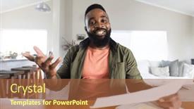  Presentation with african american business - Slide set having happy-african-american-man-having background and a red colored foreground