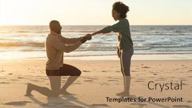  Presentation with kneeling - Theme having happy-african-american-man-kneeling background and a  colored foreground