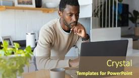  Presentation with alone - Presentation consisting of happy-african-american-man-leaning background and a violet colored foreground