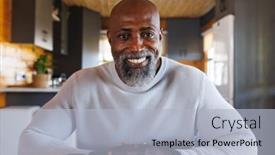  Presentation with nature cabin - Presentation theme enhanced with happy-african-american-man-making background and a light blue colored foreground