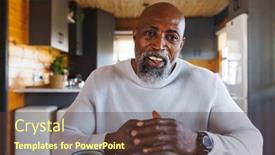  Presentation with nature cabin - Presentation design with happy-african-american-man-making background and a tawny brown colored foreground