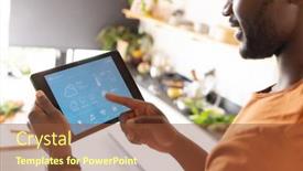  Presentation with forecast - Slides with happy-african-american-man-using background and a tawny brown colored foreground