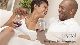  Presentation with married - Audience pleasing presentation theme consisting of happy african american man backdrop and a soft green colored foreground