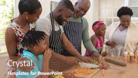  Presentation with parents - Presentation design with happy-african-american-parents-cooking background and a tawny brown colored foreground