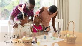  Presentation with lockdown - Amazing slide deck having happy-african-american-parents backdrop and a soft green colored foreground