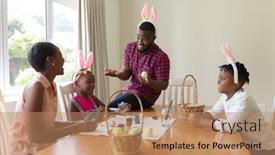  Presentation with lockdown - Colorful PPT theme enhanced with happy-african-american-parents backdrop and a coral colored foreground