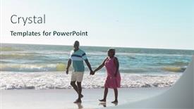  Presentation with happy retirement - PPT theme consisting of happy-african-american-senior-couple background and a sky blue colored foreground