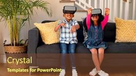  Presentation with american - Slide deck enhanced with happy-african-american-sibling-sittings background and a tawny brown colored foreground