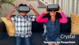  Presentation with siblings - Presentation consisting of happy-african-american-siblings-sitting background and a  colored foreground