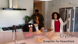  Presentation with siblings - Slide set featuring happy-african-american-siblings-unpacking background and a coral colored foreground