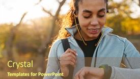  Presentation with smartwatch - Theme featuring happy-african-american-sportswoman background and a tawny brown colored foreground