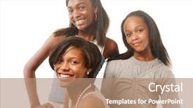  Presentation with african american - Amazing presentation theme having happy african american teenage girls backdrop and a coral colored foreground