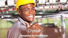  Presentation with textile industry - Beautiful presentation theme featuring happy african american textile worker backdrop and a tawny brown colored foreground