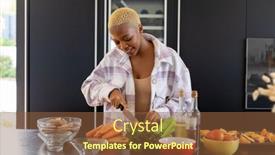  Presentation with quality life - Presentation theme enhanced with happy-african-american-woman-cooking background and a tawny brown colored foreground