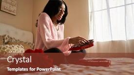  Presentation with american heart - Amazing PPT theme having happy-african-american-woman-eating backdrop and a tawny brown colored foreground