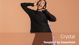  Presentation with music singing - Presentation theme featuring happy-african-american-woman-singing background and a coral colored foreground