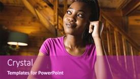  Presentation with nature cabin - Slide deck having happy-african-american-woman-spending background and a violet colored foreground