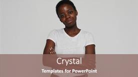  Presentation with crisp - Slide set consisting of happy-african-american-woman background and a violet colored foreground