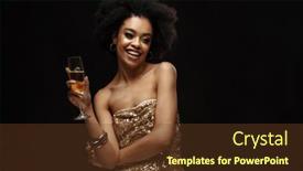  Presentation with african woman - Colorful presentation theme enhanced with happy-african-american-woman backdrop and a tawny brown colored foreground