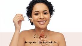  Presentation with serum - Slide set consisting of happy-african-american-woman background and a coral colored foreground