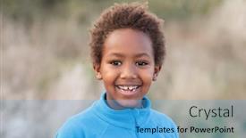  Presentation with blue - PPT theme having happy-african-child-with-blue background and a light blue colored foreground