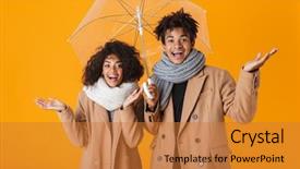  Presentation with african american black couple - Theme featuring happy african couple wearing winter background and a  colored foreground