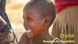  Presentation with village - Slide deck with happy-african-girl-standing background and a tawny brown colored foreground