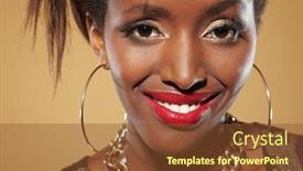  Presentation with lipstick - Amazing PPT theme having happy-african-girl-with-red backdrop and a tawny brown colored foreground