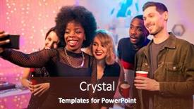  Presentation with intercultural - Beautiful slide deck featuring happy-african-girl-with-toothy backdrop and a tawny brown colored foreground