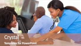  Presentation with blood pressure - Slides enhanced with happy african medical nurse measuring background and a coral colored foreground