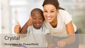  Presentation with indian mother son - Beautiful PPT theme featuring happy african mother and son backdrop and a  colored foreground
