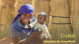  Presentation with mother child - Audience pleasing slide deck consisting of happy-african-mother backdrop and a tawny brown colored foreground