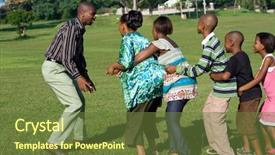  Presentation with family playing board game - Audience pleasing slide set consisting of happy african playing a game backdrop and a  colored foreground