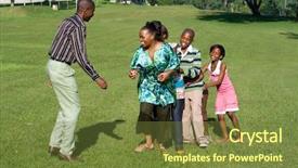  Presentation with family playing board game - Slide set enhanced with happy african playing a game background and a tawny brown colored foreground