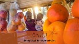  Presentation with vendor - Slide set consisting of happy-african-street-vendor-holding background and a gold colored foreground