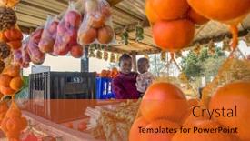  Presentation with vendor - Presentation theme with happy-african-street-vendor-holding background and a red colored foreground