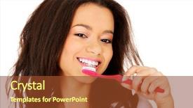  Presentation with african american teen girls - PPT theme consisting of happy african teen woman brushing background and a tawny brown colored foreground