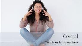  Presentation with hone - PPT theme consisting of happy-african-woman-wearing-casual background and a lemonade colored foreground