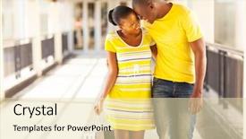  Presentation with married couple - Audience pleasing theme consisting of happy afro american couple flirting backdrop and a lemonade colored foreground