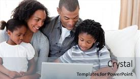  Presentation with afro - Theme consisting of happy afro-american family using background and a light gray colored foreground